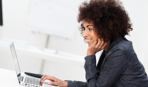 woman studying on computer