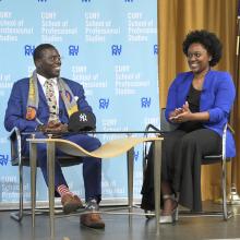 CUNY SPS student leaders Daniel Reden and Asantee Mitchell at the awards ceremony