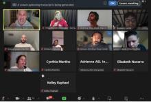 Zoom screenshot showing attendees at CUNY SPS leadership event. 