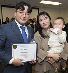 CUNY SPS scholarship recipient Jongseok Park with his family.