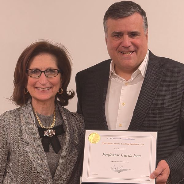 CUNY SPS Dean Braverman with Award-Winning Professor Curtis Izen