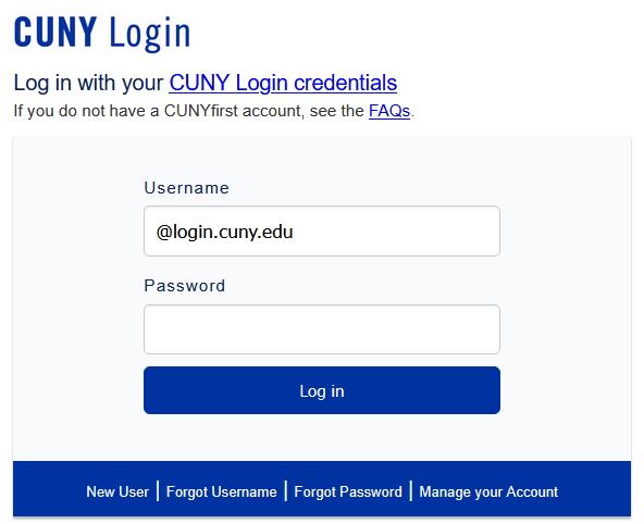 CUNY Login screenshot