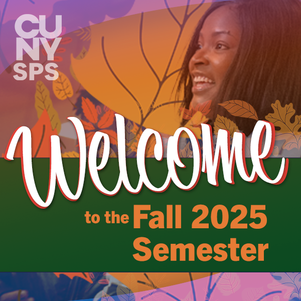 Graphic of woman and leaves with words "Welcome to the Fall 2025 Semester"