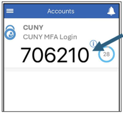 A screenshot of the "Account" popup displaying an authentication code.